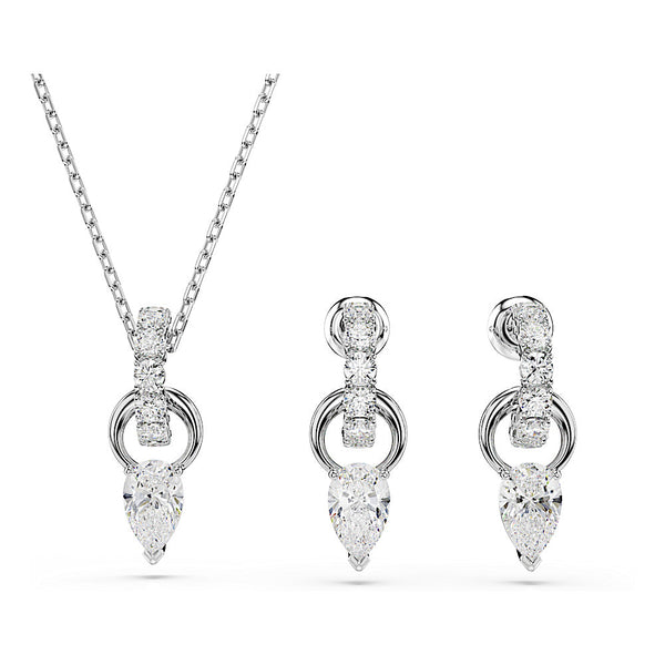 Conjunto Mesmera, Talla pera, Talla redonda, Blanco, Baño de rodio