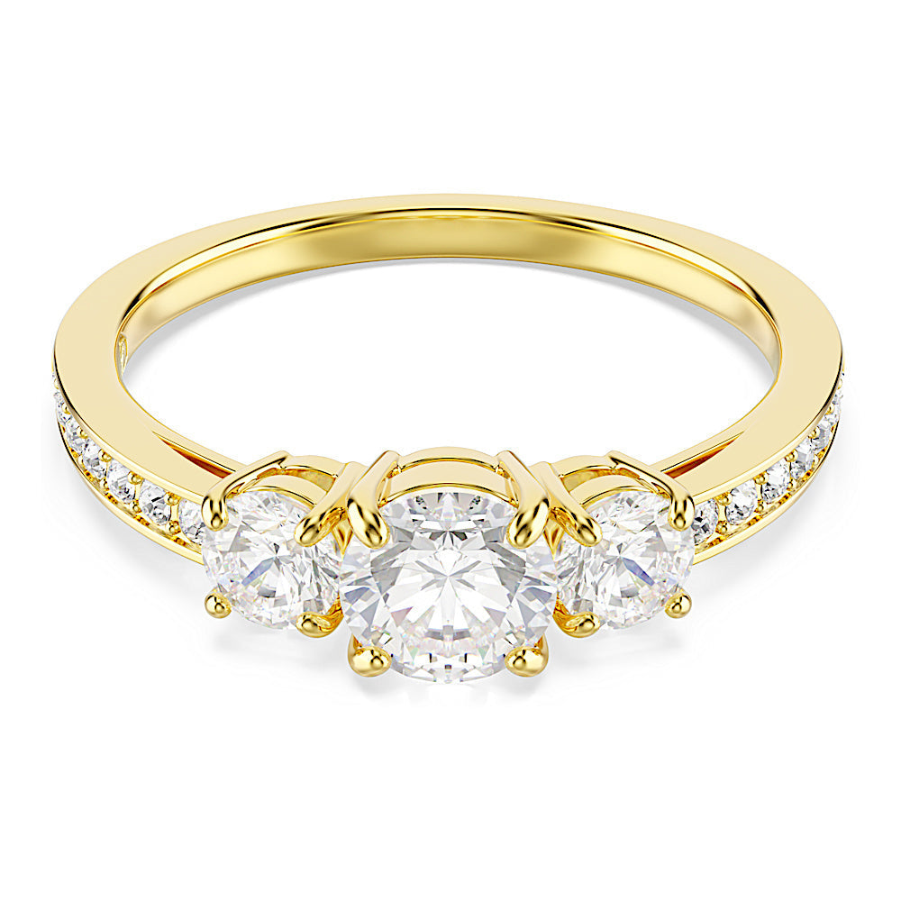 Anillo Stilla Attract, Talla redonda, Blanco, Baño tono oro