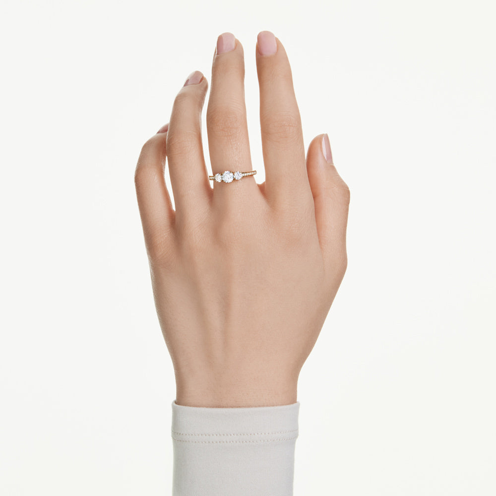 Anillo Stilla Attract, Talla redonda, Blanco, Baño tono oro