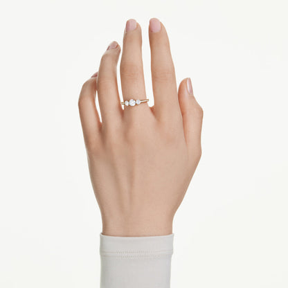 Anillo Stilla Attract, Talla redonda, Blanco, Baño tono oro