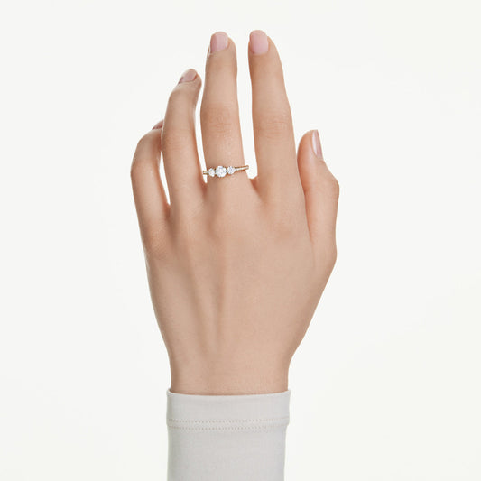 Anillo Stilla Attract, Talla redonda, Blanco, Baño tono oro