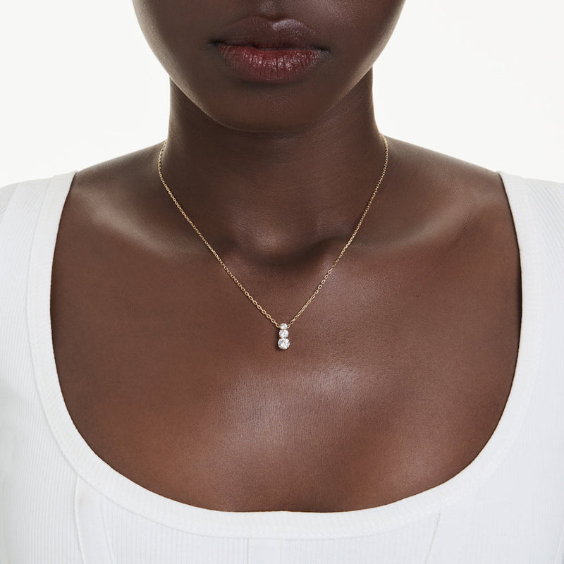 Colgante Stilla Attract, Talla redonda, Blanco, Baño tono oro