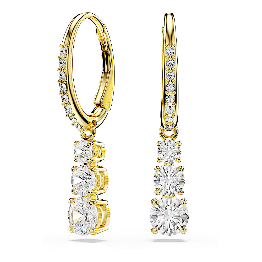 Pendientes de aro Stilla Attract, Talla redonda, Blancos, Baño tono oro