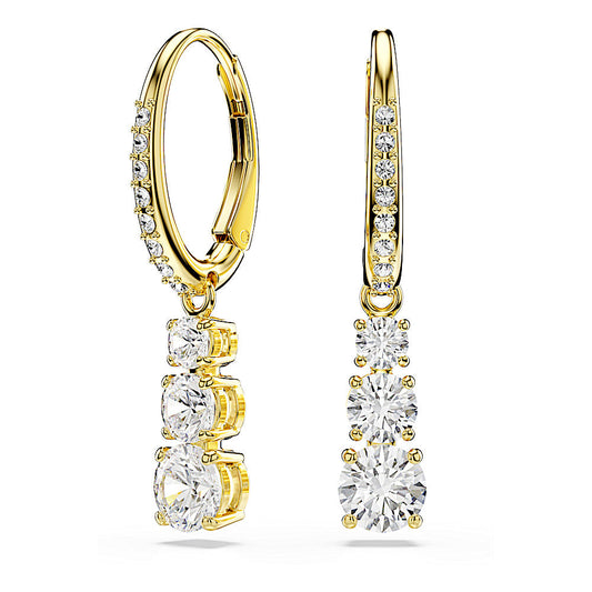 Pendientes de aro Stilla Attract, Talla redonda, Blancos, Baño tono oro