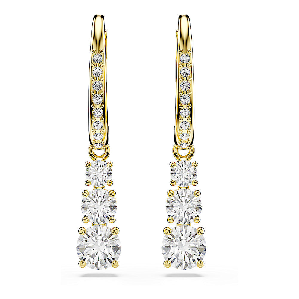 Pendientes de aro Stilla Attract, Talla redonda, Blancos, Baño tono oro
