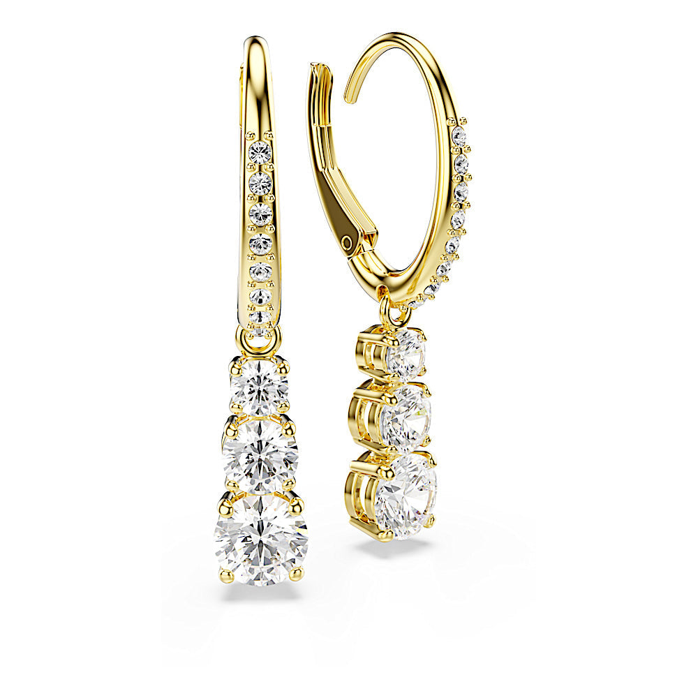 Pendientes de aro Stilla Attract, Talla redonda, Blancos, Baño tono oro