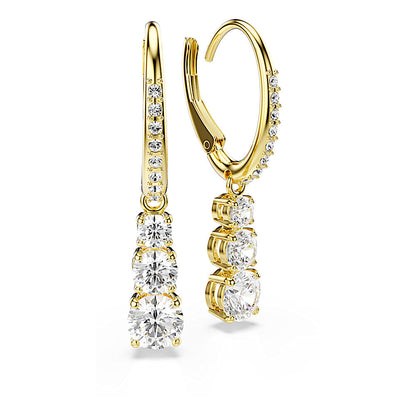 Pendientes de aro Stilla Attract, Talla redonda, Blancos, Baño tono oro