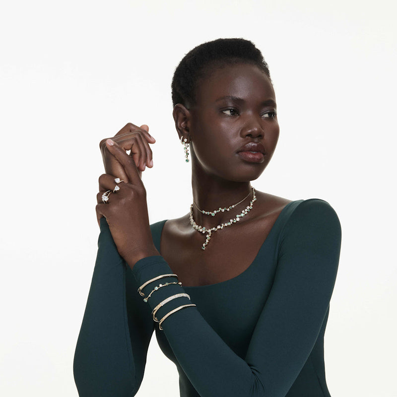 Anillo de cóctel Stilla Attract, Talla redonda, Blanco, Baño tono oro