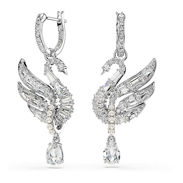 Pendientes Swan Vienna, Cisne, Blancos, Baño de rodio
