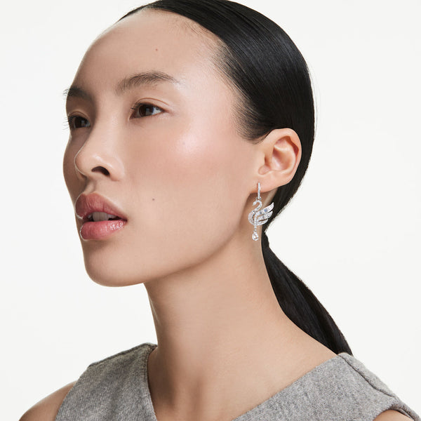 Pendientes Swan Vienna, Cisne, Blancos, Baño de rodio