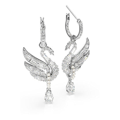 Pendientes Swan Vienna, Cisne, Blancos, Baño de rodio