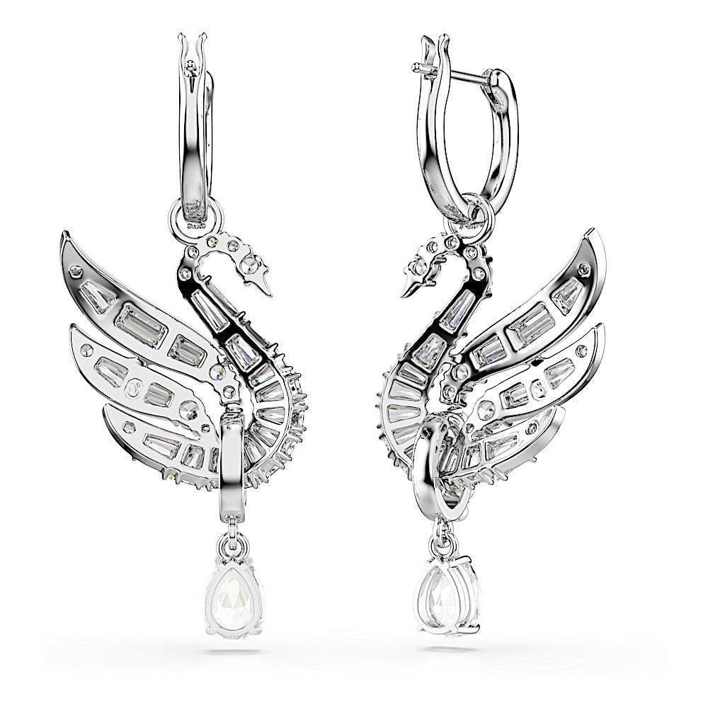 Pendientes Swan Vienna, Cisne, Blancos, Baño de rodio
