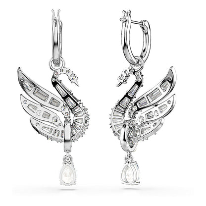 Pendientes Swan Vienna, Cisne, Blancos, Baño de rodio