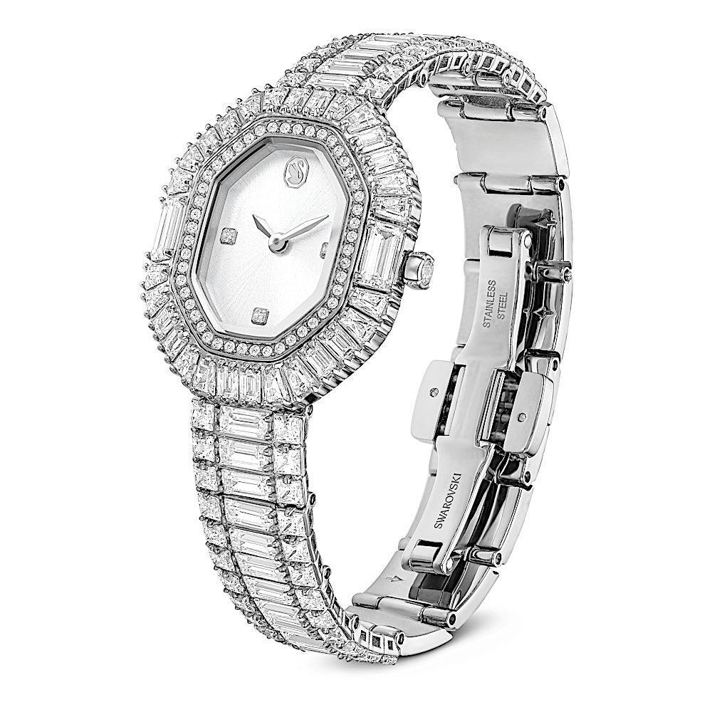 Reloj Matrix Octagon, Talla baguette, Brazalete de metal, Tono plateado, Acero inoxidable