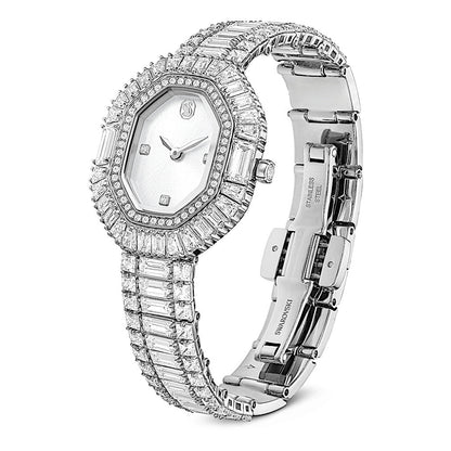 Reloj Matrix Octagon, Talla baguette, Brazalete de metal, Tono plateado, Acero inoxidable