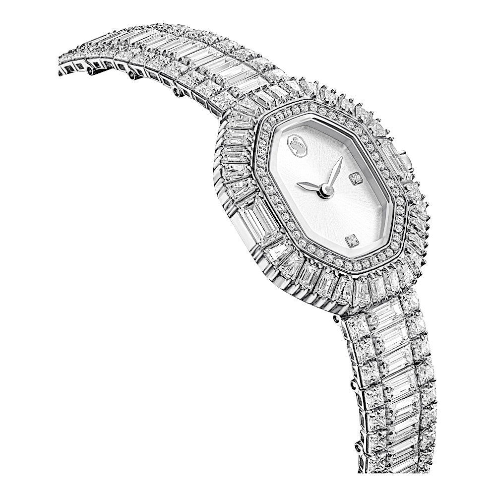 Reloj Matrix Octagon, Talla baguette, Brazalete de metal, Tono plateado, Acero inoxidable