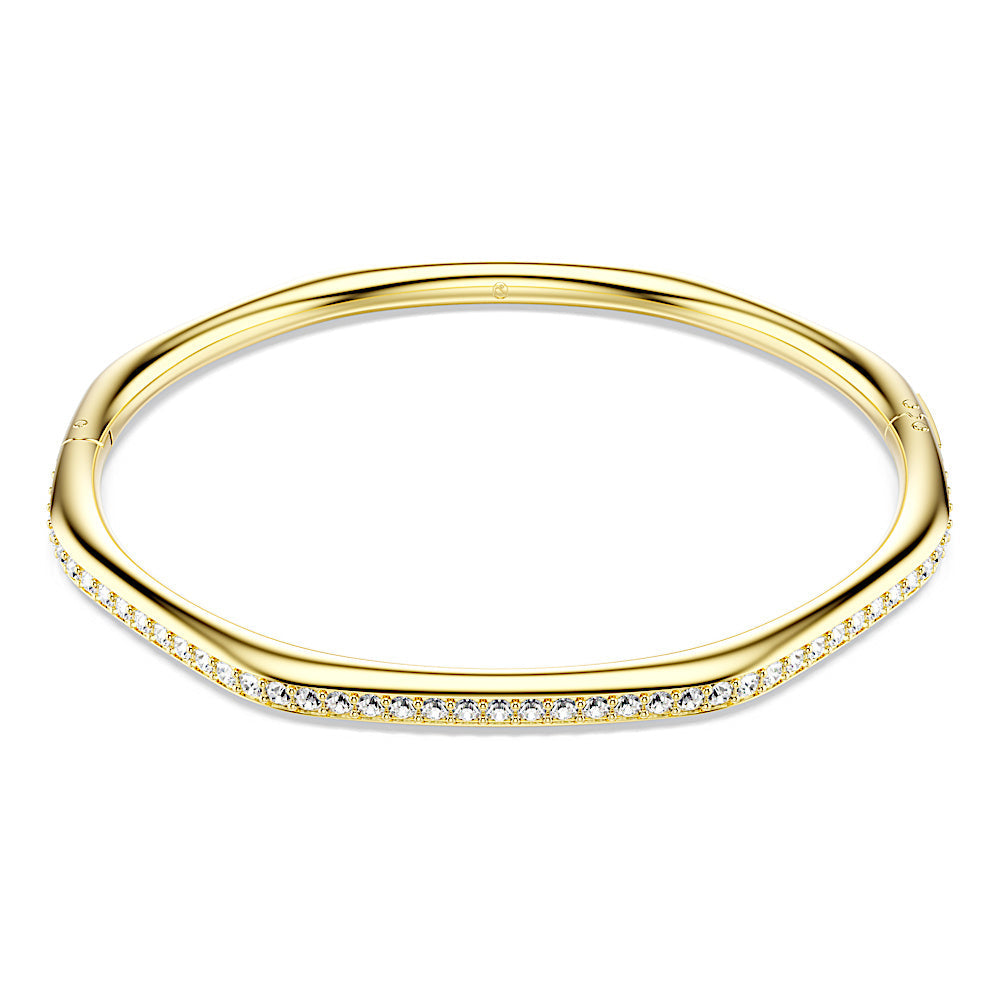 Brazalete Dextera, Forma octagonal, Talla redonda, Blanco, Baño tono oro
