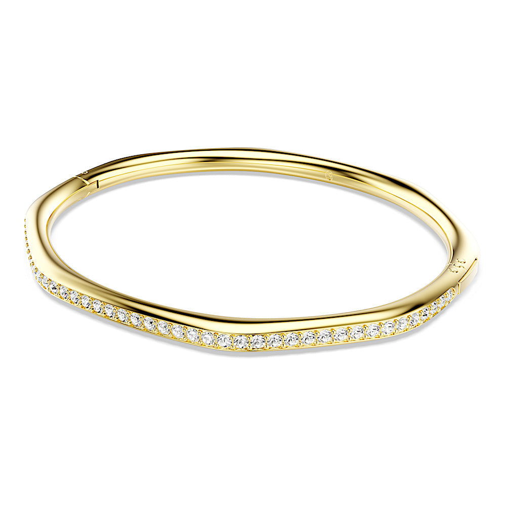 Brazalete Dextera, Forma octagonal, Talla redonda, Blanco, Baño tono oro
