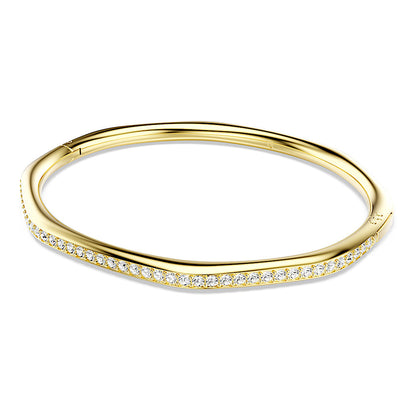 Brazalete Dextera, Forma octagonal, Talla redonda, Blanco, Baño tono oro