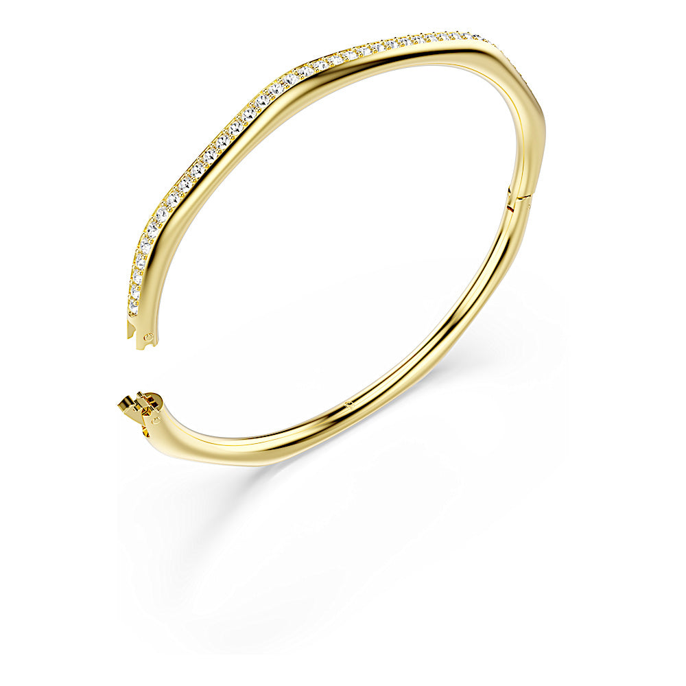 Brazalete Dextera, Forma octagonal, Talla redonda, Blanco, Baño tono oro