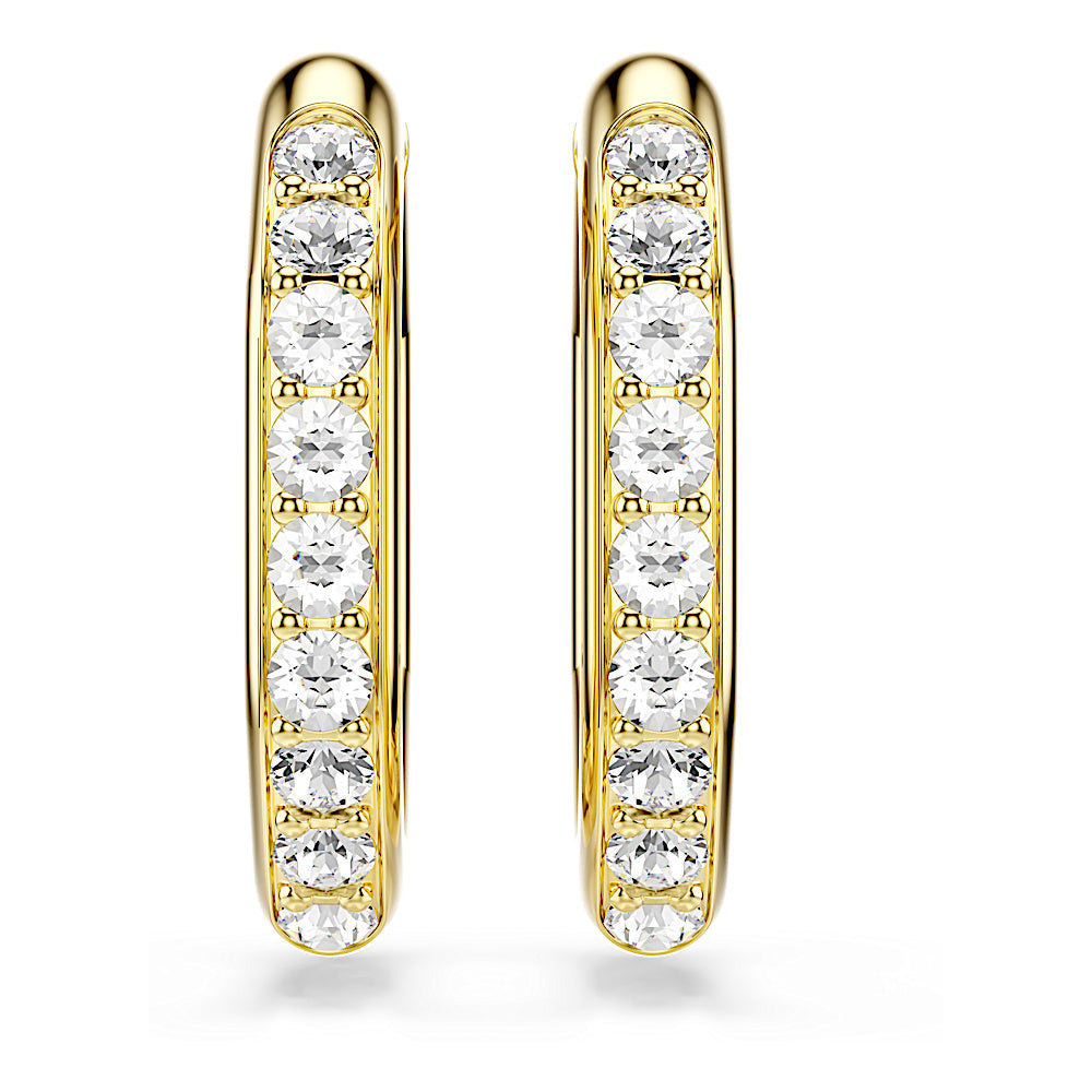 Pendientes de aro Dextera, Forma octagonal, Talla redonda, Blancos, Baño tono oro