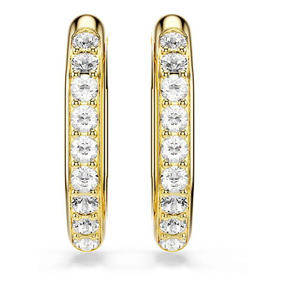 Pendientes de aro Dextera, Forma octagonal, Talla redonda, Blancos, Baño tono oro