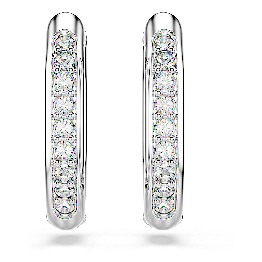 Pendientes de aro Dextera, Forma octagonal, Talla redonda, Blancos, Baño de rodio