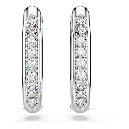 Pendientes de aro Dextera, Forma octagonal, Talla redonda, Blancos, Baño de rodio