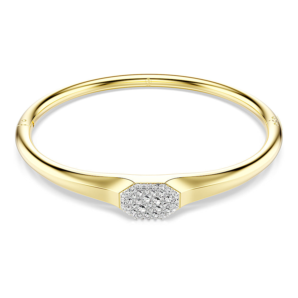 Brazalete Dextera, Talla redonda, Blanco, Baño tono oro
