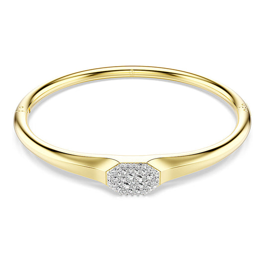 Brazalete Dextera, Talla redonda, Blanco, Baño tono oro