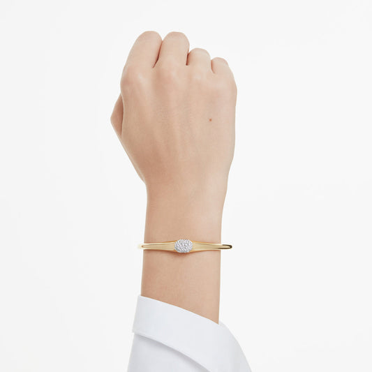 Brazalete Dextera, Talla redonda, Blanco, Baño tono oro