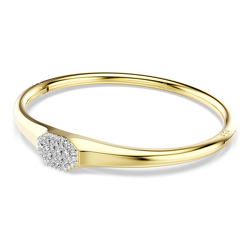 Brazalete Dextera, Talla redonda, Blanco, Baño tono oro