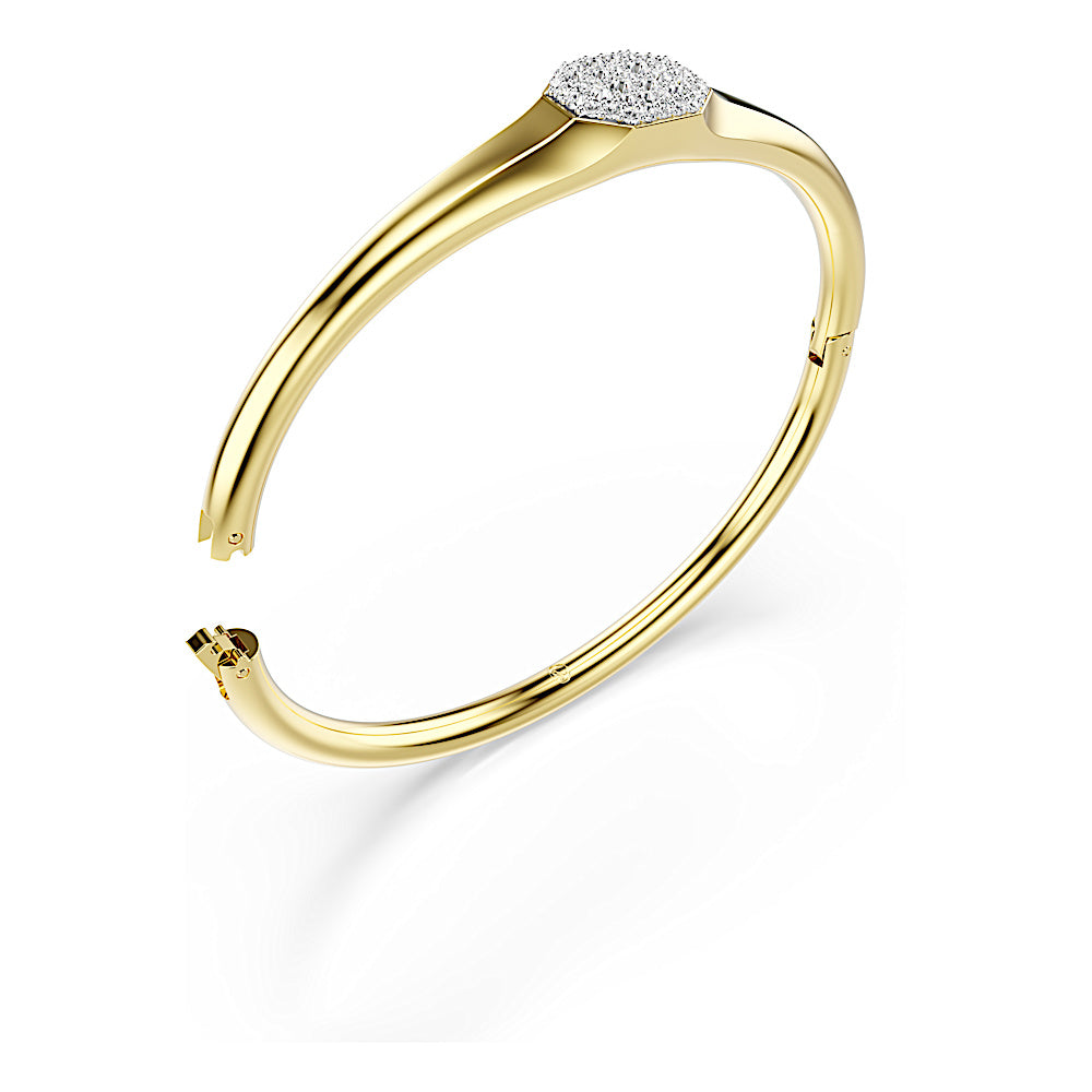 Brazalete Dextera, Talla redonda, Blanco, Baño tono oro