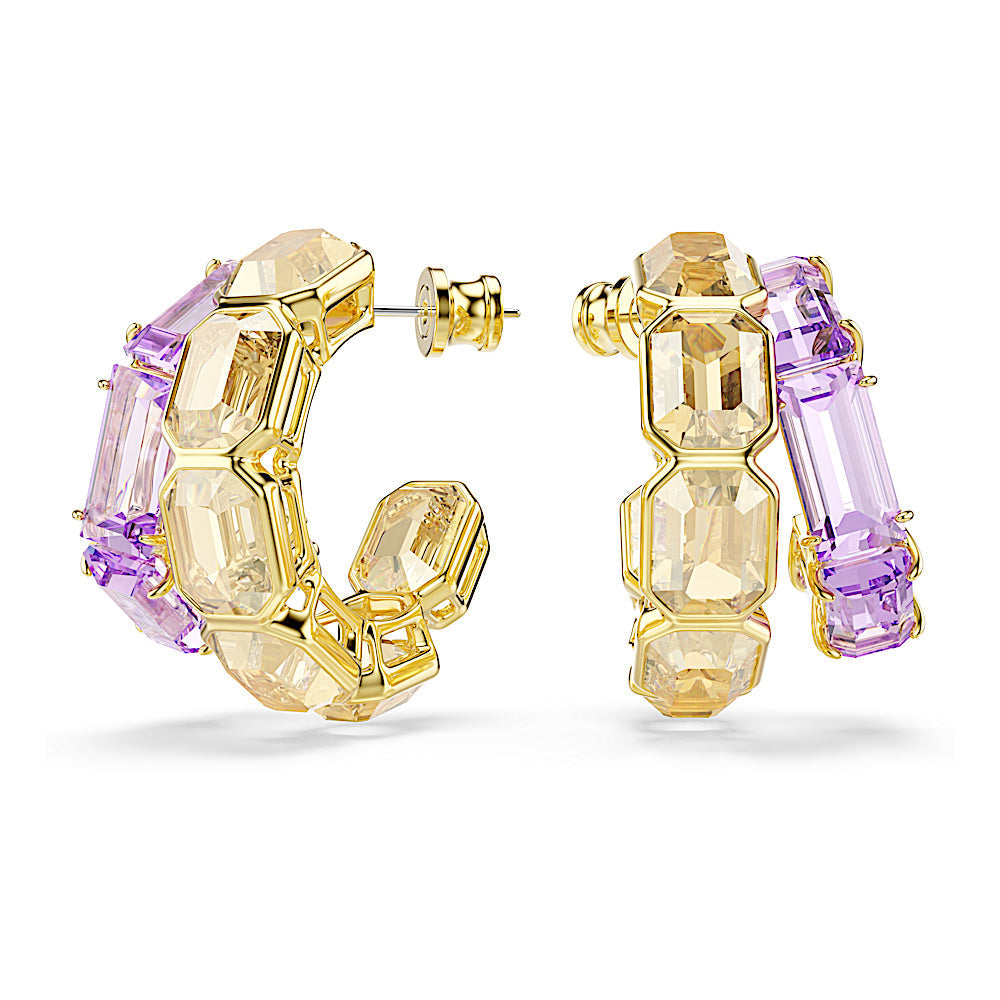 Pendientes de aro Millenia, Tallas mixtas, Multicolores, Baño tono oro