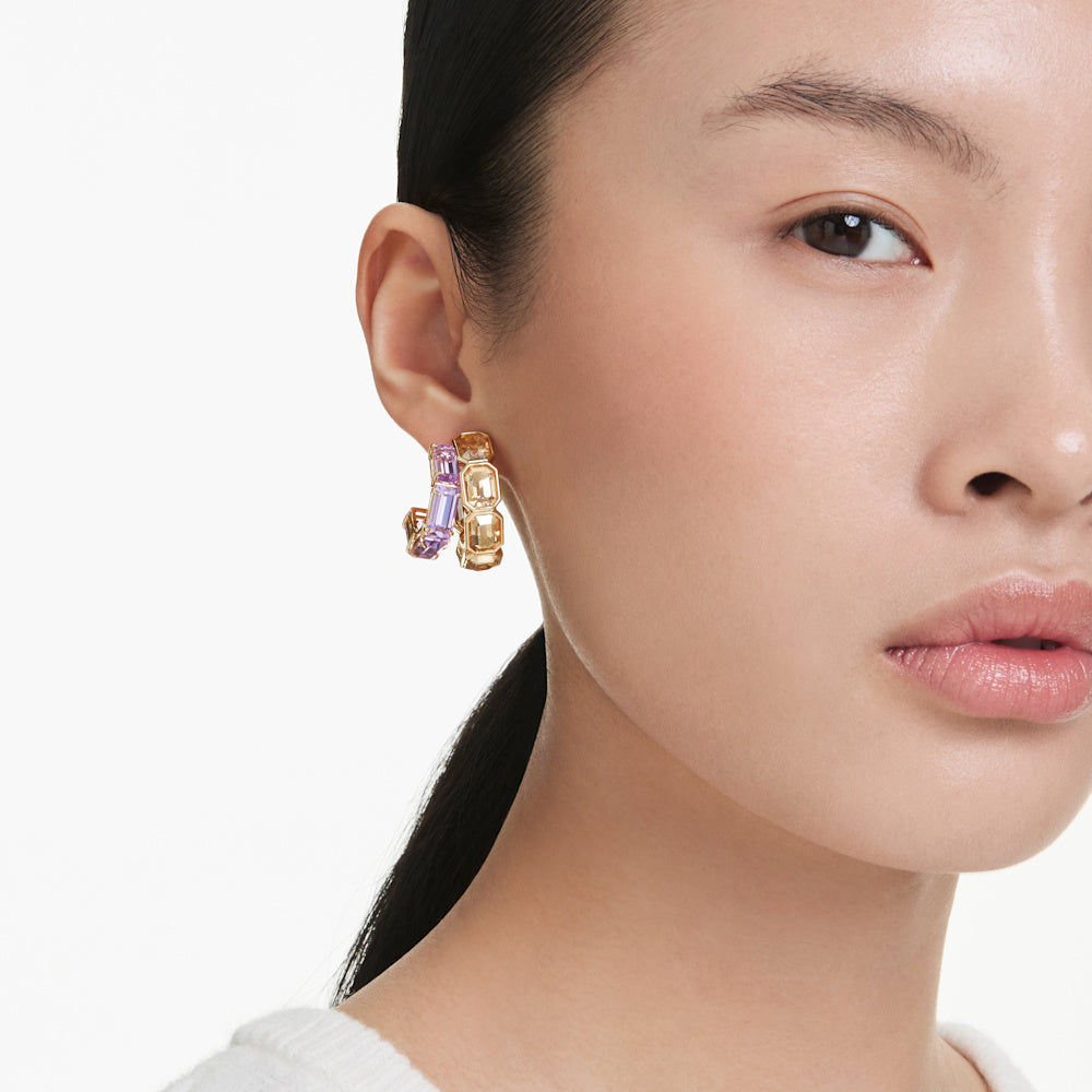Pendientes de aro Millenia, Tallas mixtas, Multicolores, Baño tono oro