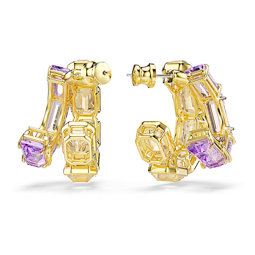 Pendientes de aro Millenia, Tallas mixtas, Multicolores, Baño tono oro