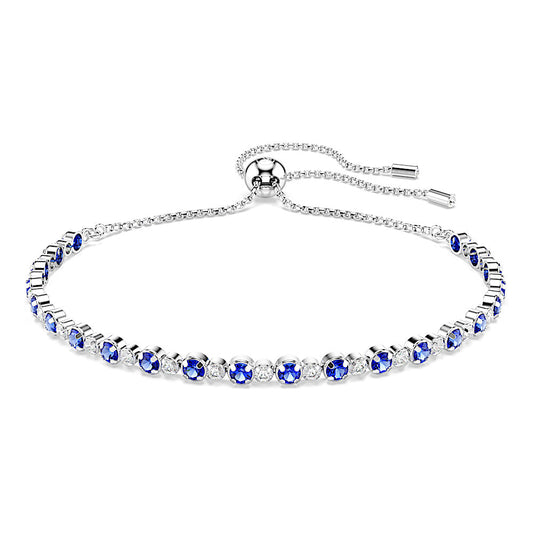 Pulsera Tennis Matrix, Tallas redondas combinadas, Azul, Baño de rodio