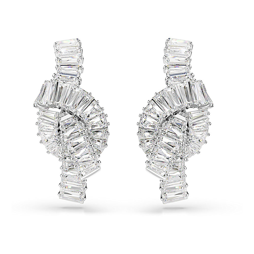 Pendientes Matrix, Talla baguette, Nudo, Blancos, Baño de rodio