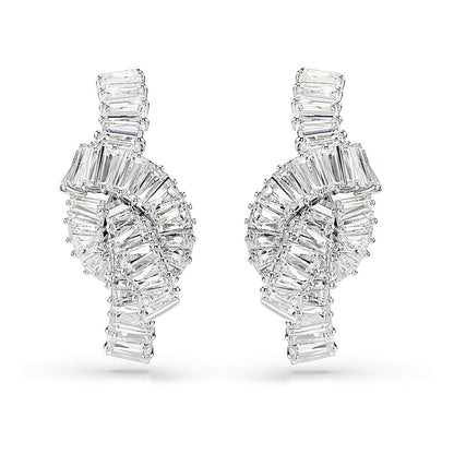 Pendientes Matrix, Talla baguette, Nudo, Blancos, Baño de rodio