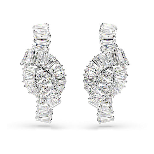 Pendientes Matrix, Talla baguette, Nudo, Blancos, Baño de rodio