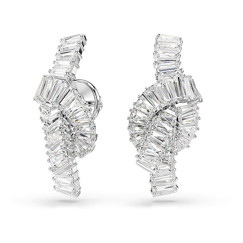 Pendientes Matrix, Talla baguette, Nudo, Blancos, Baño de rodio
