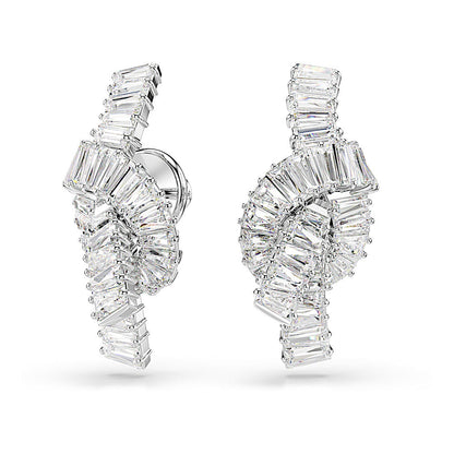 Pendientes Matrix, Talla baguette, Nudo, Blancos, Baño de rodio