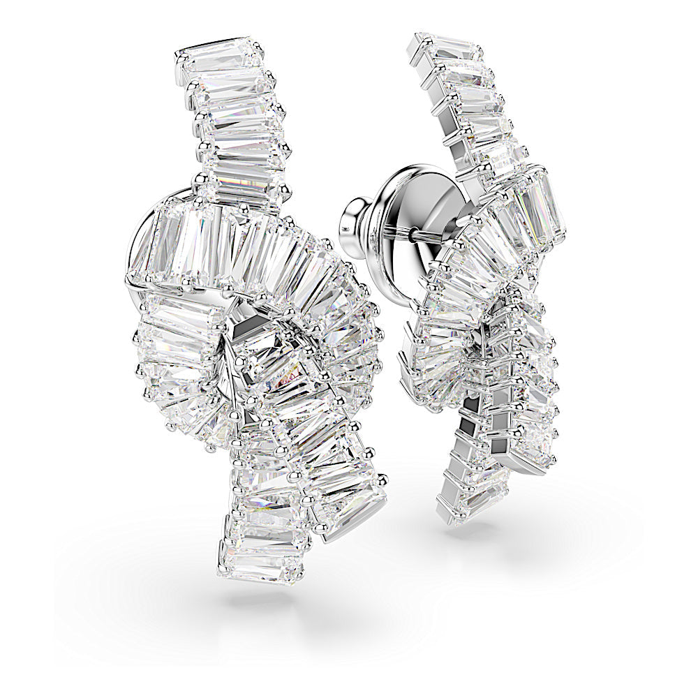 Pendientes Matrix, Talla baguette, Nudo, Blancos, Baño de rodio