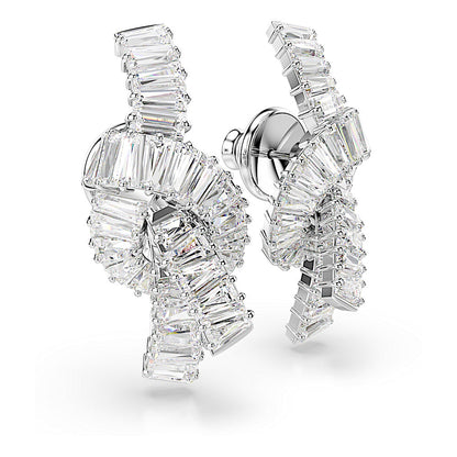Pendientes Matrix, Talla baguette, Nudo, Blancos, Baño de rodio