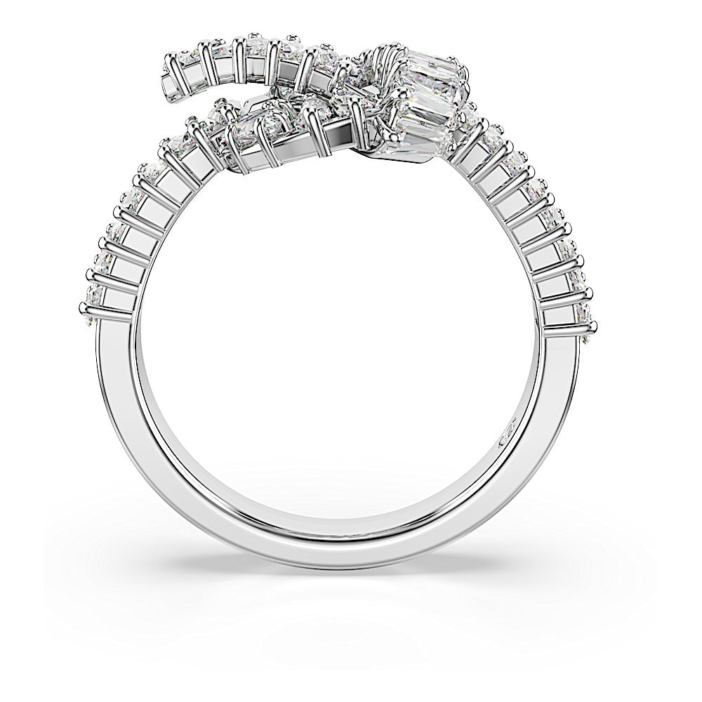 Anillo Matrix, Talla baguette, Nudo, Blanco, Baño de rodio