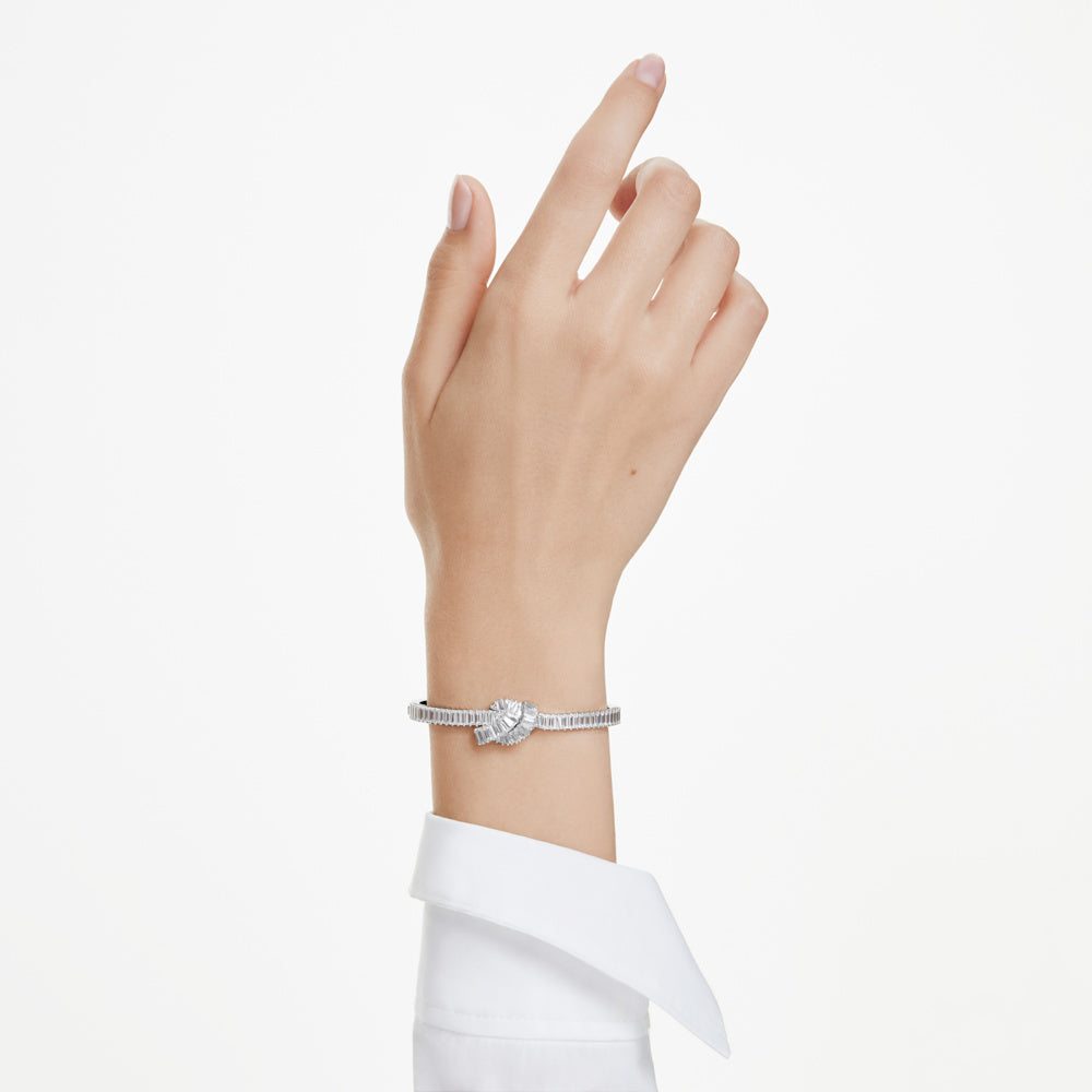 Brazalete Matrix, Talla baguette, Nudo, Blanco, Baño de rodio