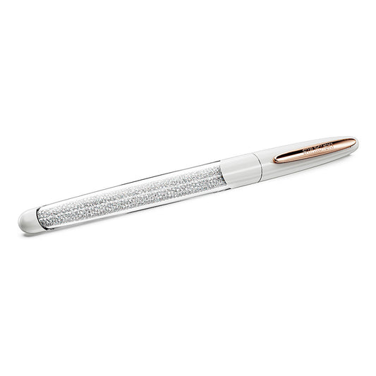 Bolígrafo Rollerball Crystalline Nova, Blanco, Baño tono oro rosa