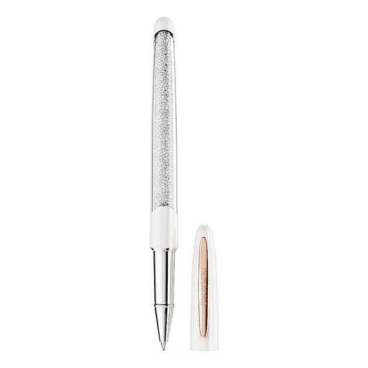 Bolígrafo Rollerball Crystalline Nova, Blanco, Baño tono oro rosa