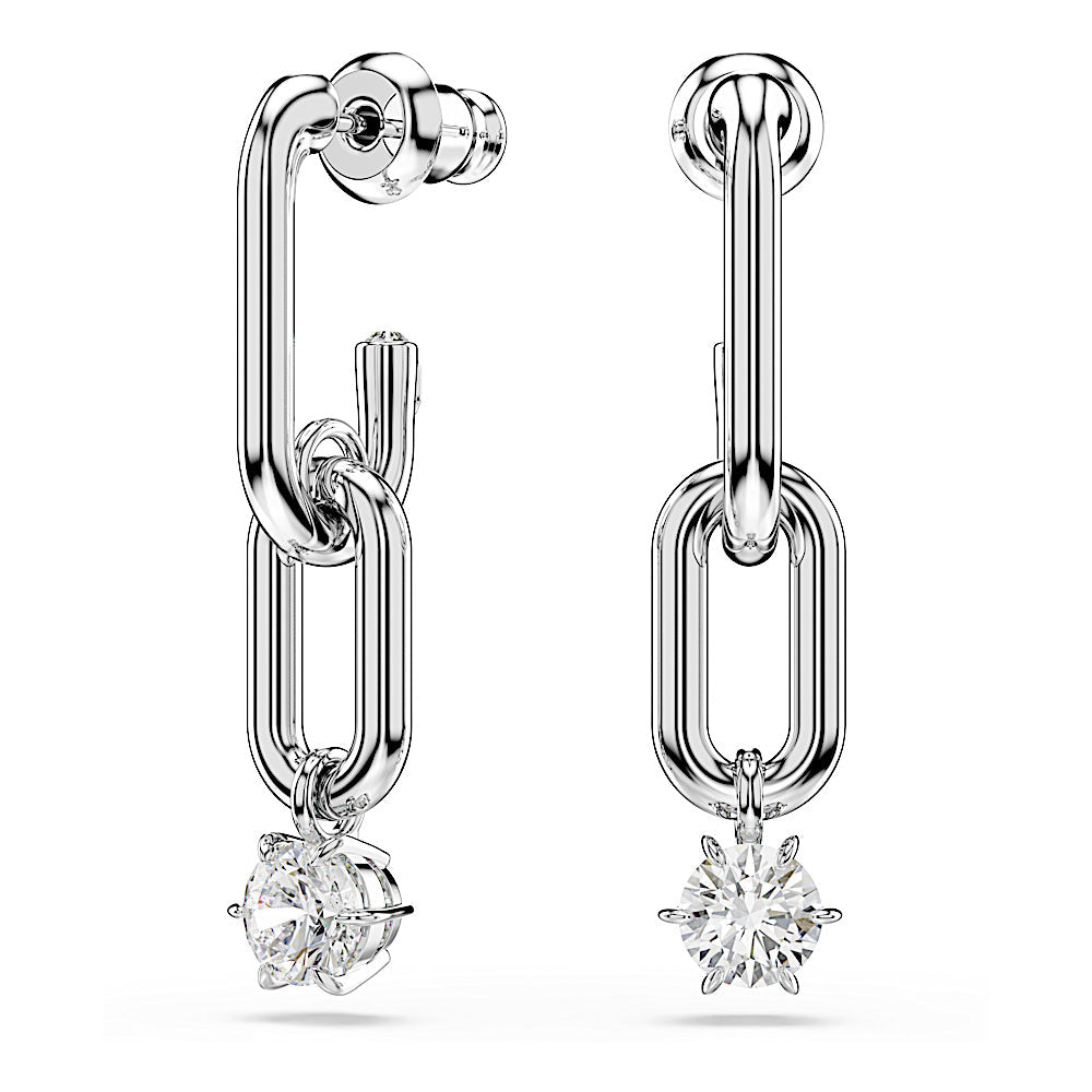 Pendientes Constella, Talla redonda, Blancos, Baño de rodio