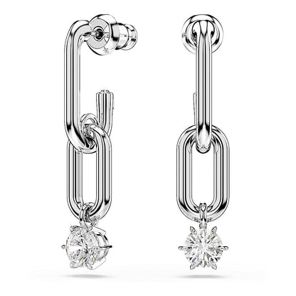 Pendientes Constella, Talla redonda, Blancos, Baño de rodio